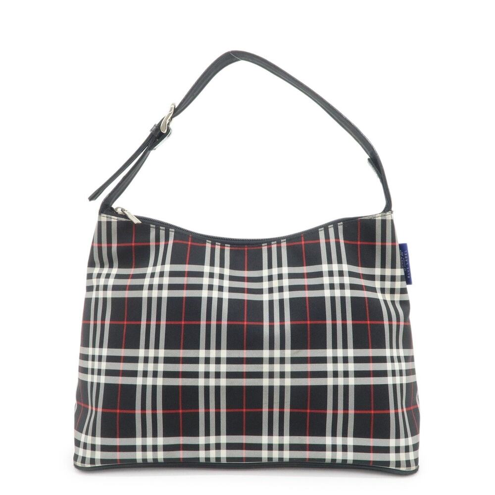 Burberry Blue Label Nova Plaid Nylon Shoulder Bag Black